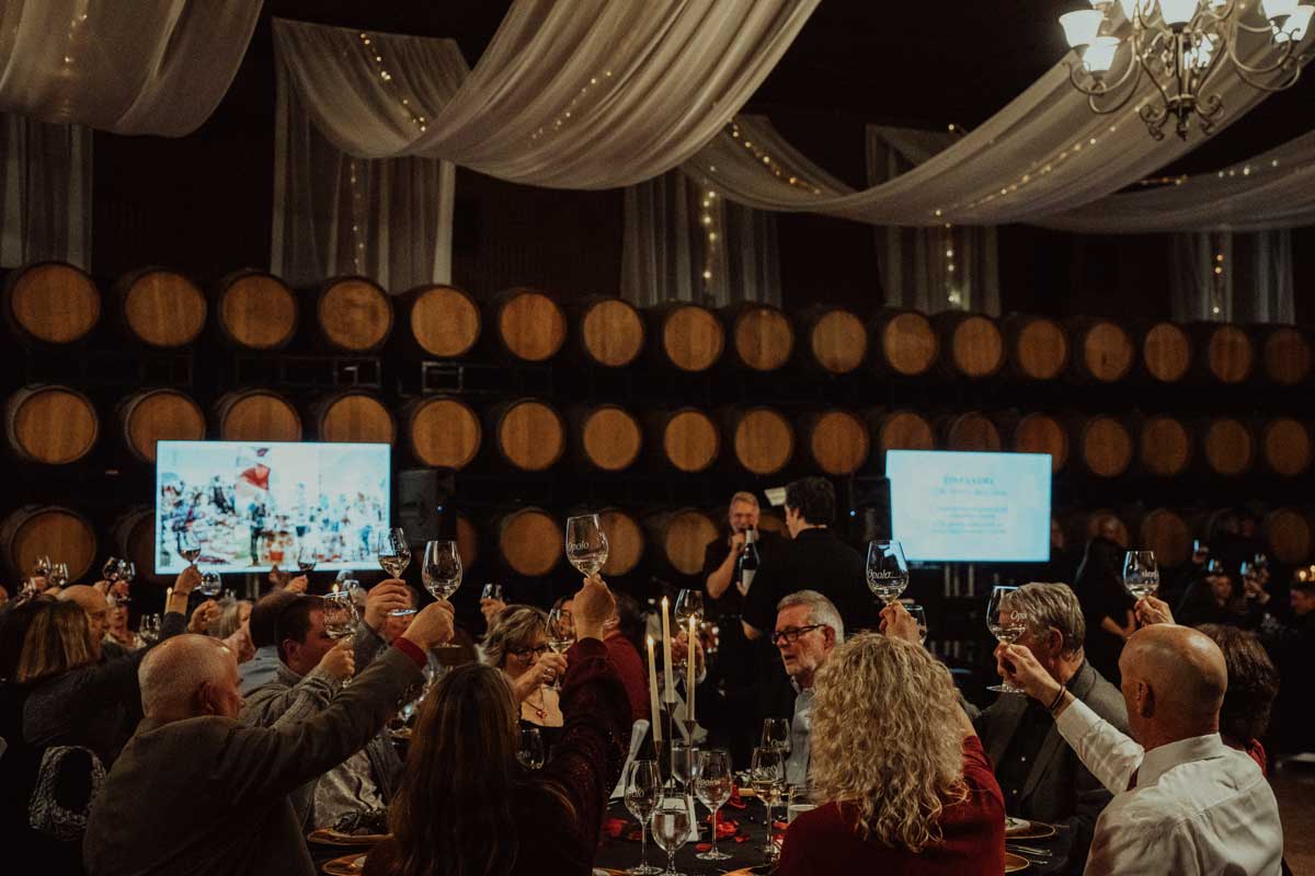 Man and woman celebrating Valentines Day at Opolo Vineyards