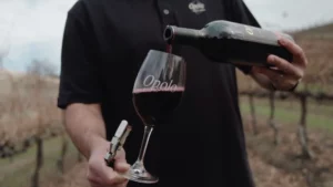 Pouring Opolo wine into a glass