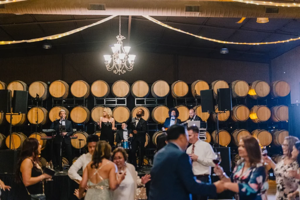 Wedding reception inside the Opolo Vineyard Barrel Room